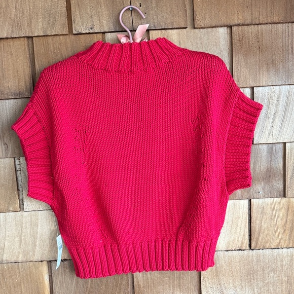 Maeve Red Short Sleeve Heart Knit Sweater - Picture 4 of 5